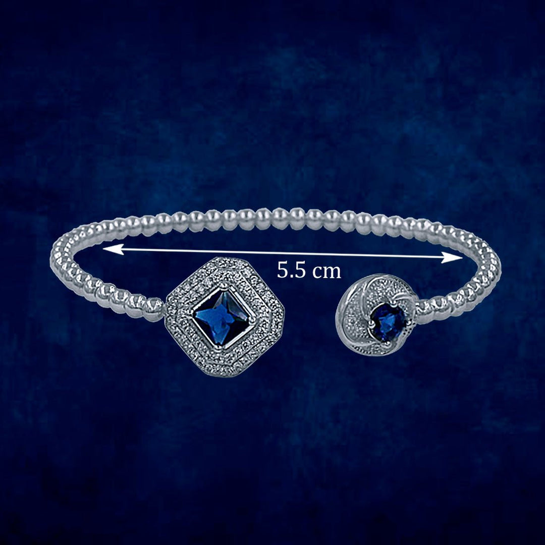 Taraash 925 Sterling Silver Blue CZ Bangle For Women - Taraash
