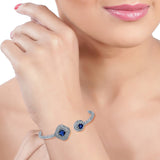 Taraash 925 Sterling Silver Blue CZ Bangle For Women - Taraash
