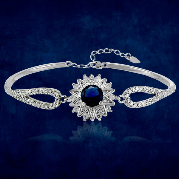 Taraash 925 Sterling Silver Blue Cz Bangle For Women - Taraash