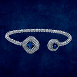 Taraash 925 Sterling Silver Blue CZ Bangle For Women - Taraash
