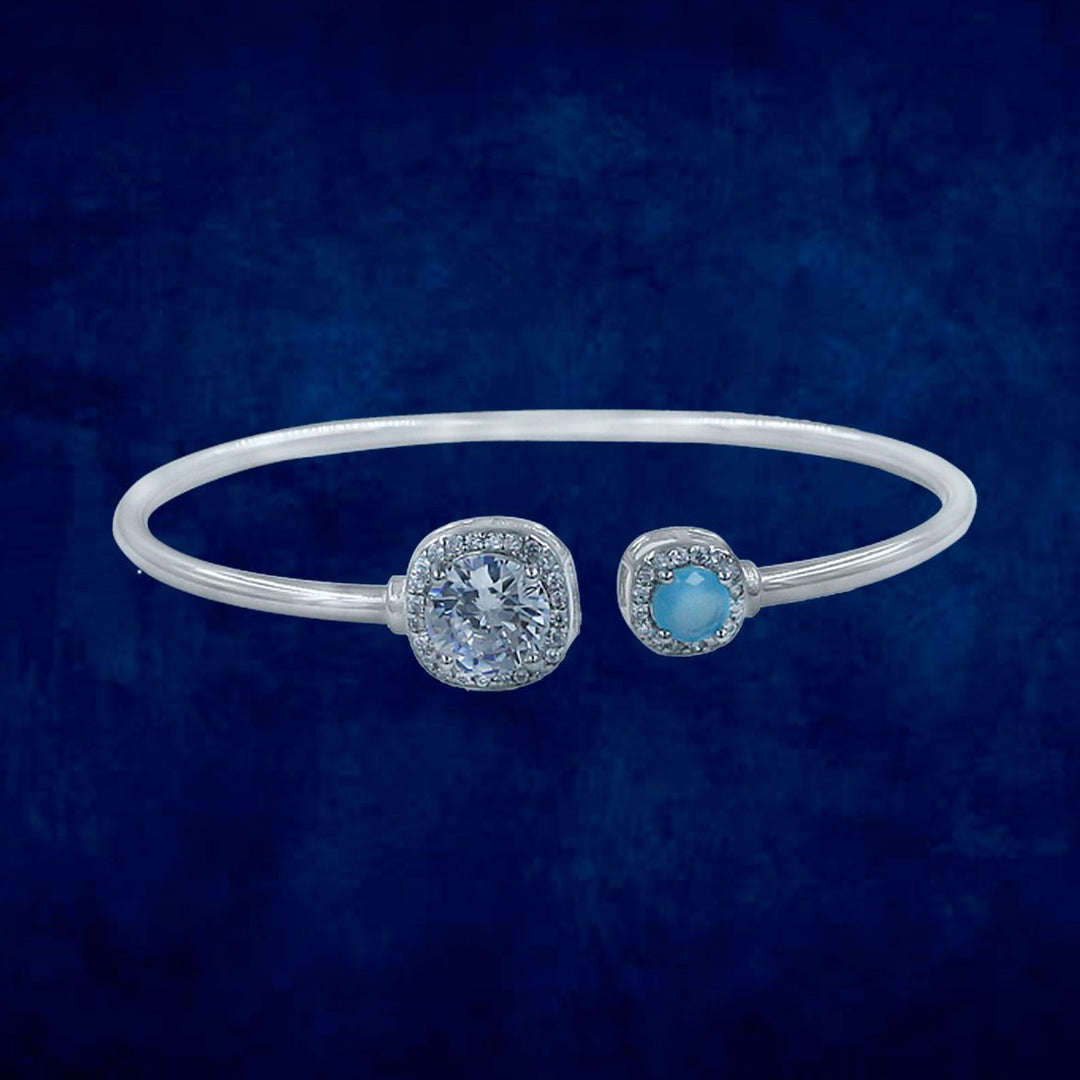 Taraash 925 Sterling Silver Blue Cz Round Shape Bangle For Women - Taraash
