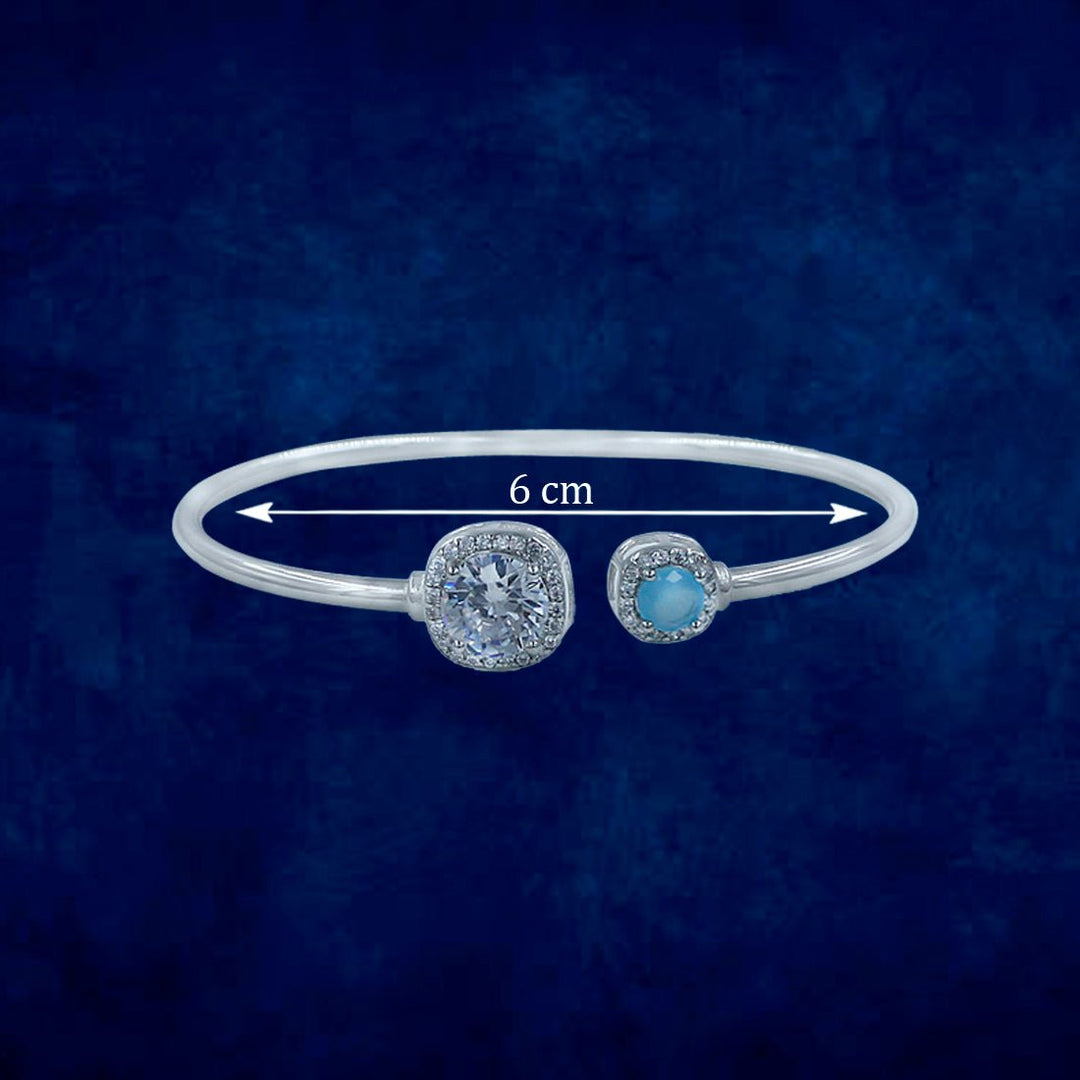 Taraash 925 Sterling Silver Blue Cz Round Shape Bangle For Women - Taraash