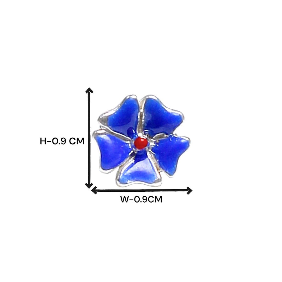 Taraash 925 Sterling Silver Blue Enamel Floral Stud Earrings For Girls - Taraash