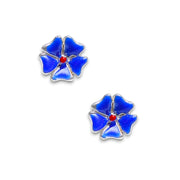Taraash 925 Sterling Silver Blue Enamel Floral Stud Earrings For Girls - Taraash