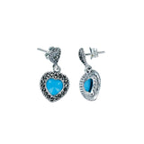 Taraash 925 Sterling Silver Blue Heart Earrings For Women - Taraash