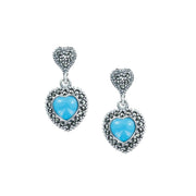 Taraash 925 Sterling Silver Blue Heart Earrings For Women - Taraash