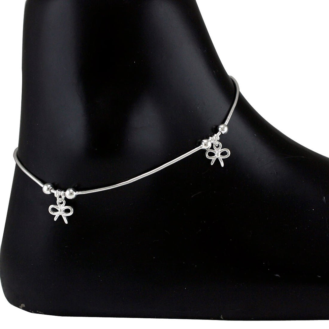 Taraash 925 Sterling Silver Bow Dangle Charm Anklet / Payal For Women - Taraash