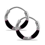 Taraash 925 Sterling Silver Brown Enamel Hoops For Girls - Taraash