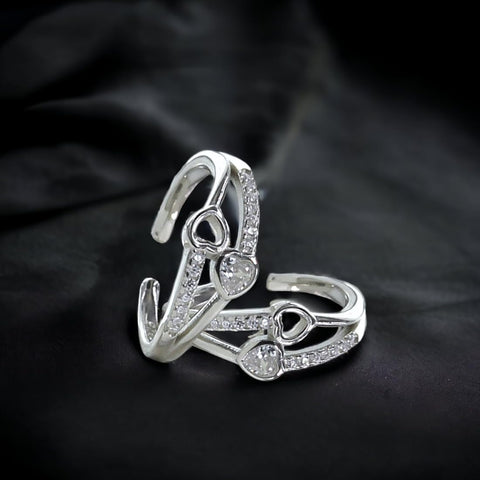 Taraash Heart silver toe rings