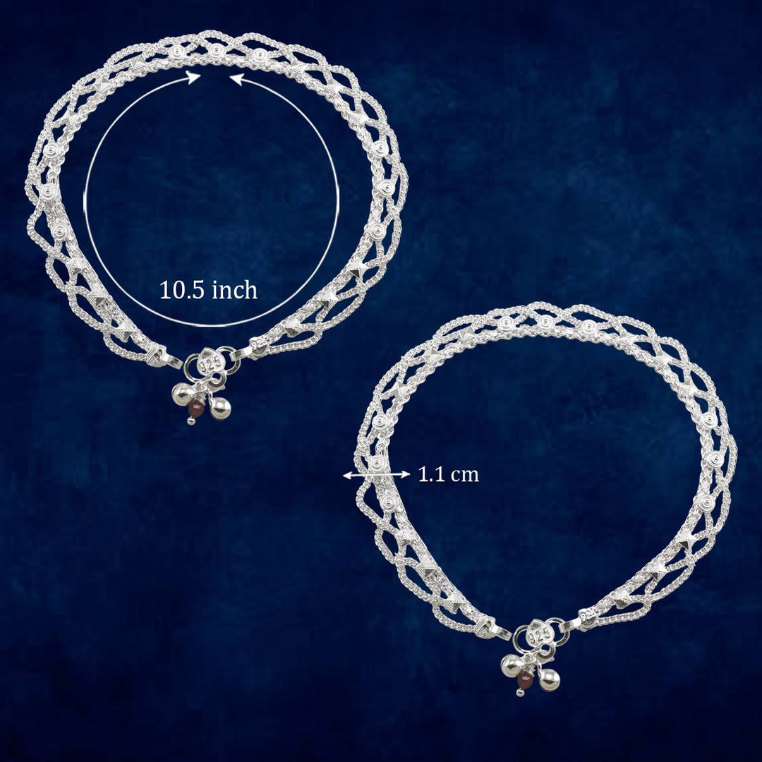 Taraash 925 Sterling Silver Chain Anklets For Women - Taraash
