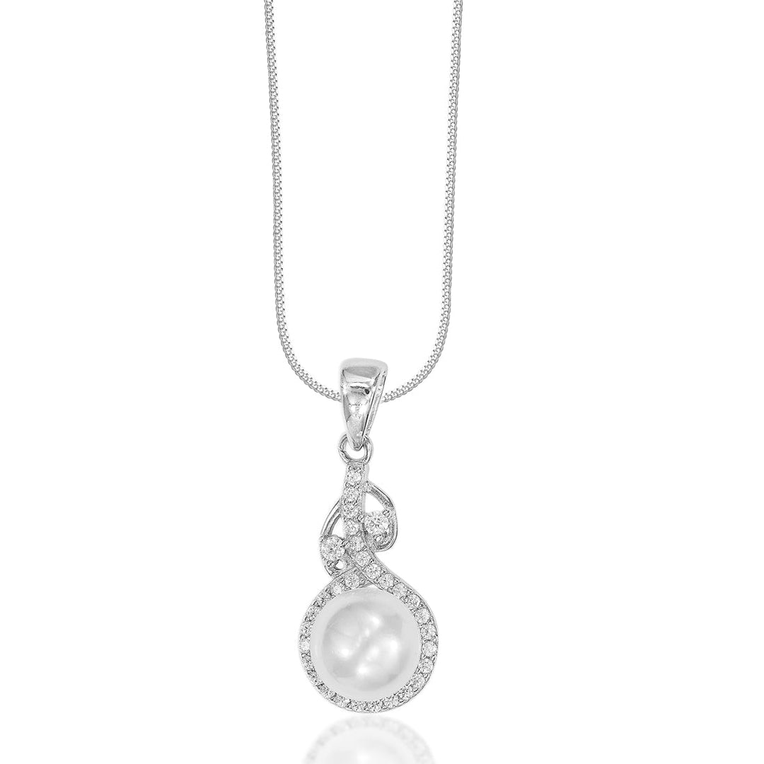 Taraash 925 Sterling Silver Classic with Cz With Pearl Combo Pendant With Chain For Women COMBO PDCH 176 - Taraash
