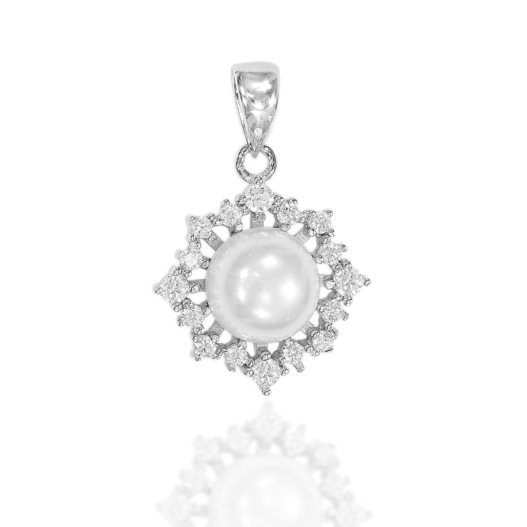 Taraash 925 Sterling Silver Classic with Cz With Pearl Combo Pendant With Chain For Women COMBO PDCH 177 - Taraash