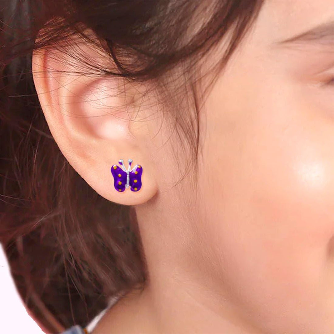 Taraash 925 Sterling Silver Colorful Butterfly Stud Earrings For Girls - Taraash