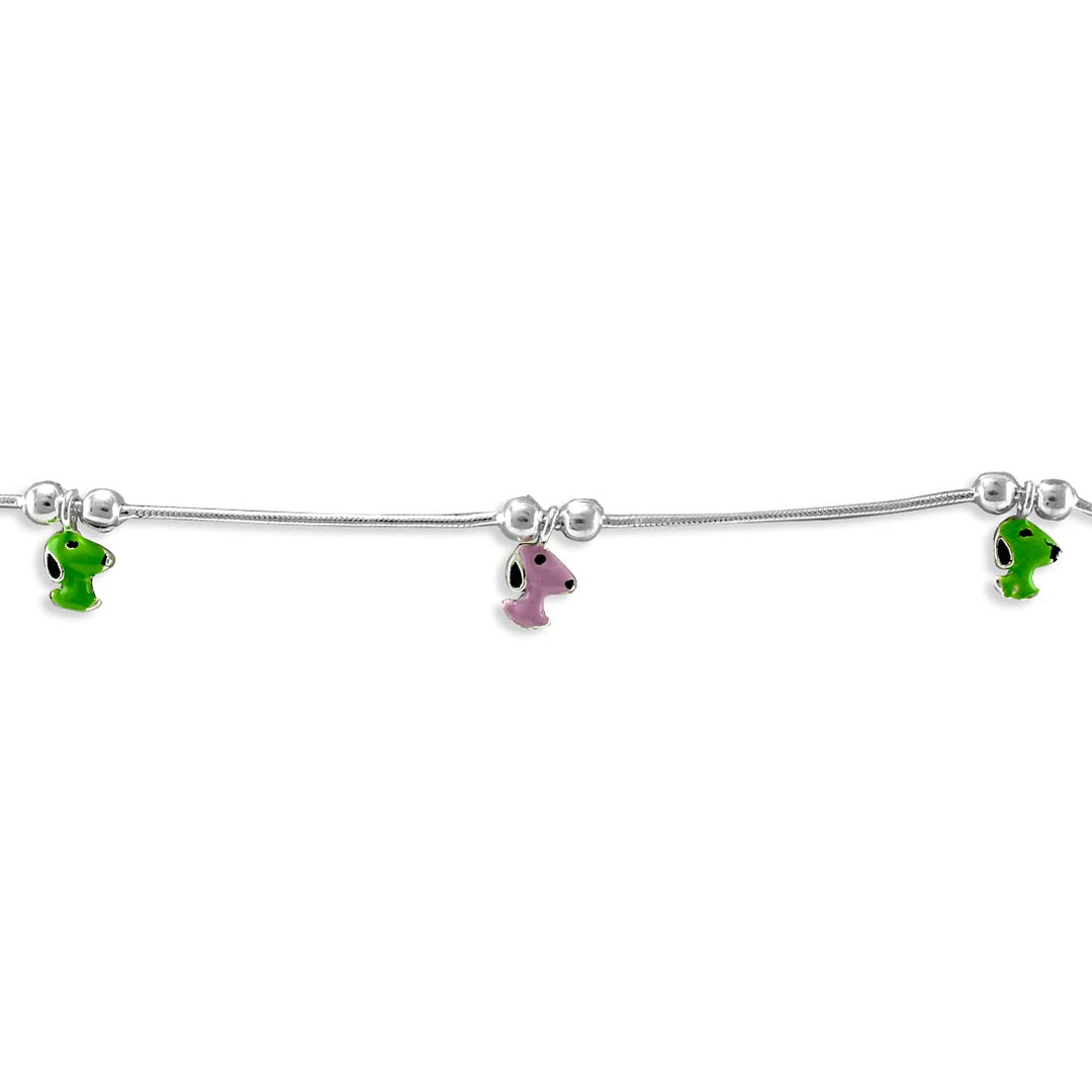 Taraash 925 Sterling Silver Colorful Enamel Dog Charm Kids Anklets - Taraash