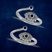 Taraash 925 Sterling Silver Colorful Evil Eye Toe Ring For Women - Taraash