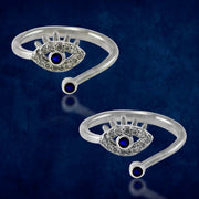 Taraash 925 Sterling Silver Colorful Evil Eye Toe Ring For Women - Taraash