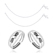 Taraash 925 Sterling Silver Combo Of Anklet & Toe Ring Combo ANTR 01 - Taraash