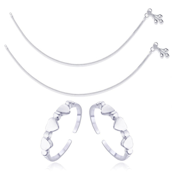 Taraash 925 Sterling Silver Combo of Anklet & Toe Ring COMBO ANTR 02 - Taraash