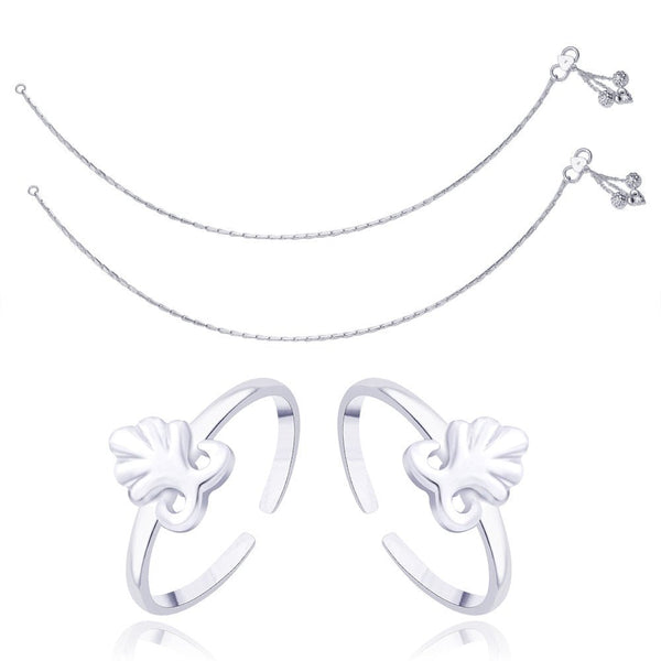 Taraash 925 Sterling Silver Combo of Anklet & Toe Ring COMBO ANTR 03 - Taraash