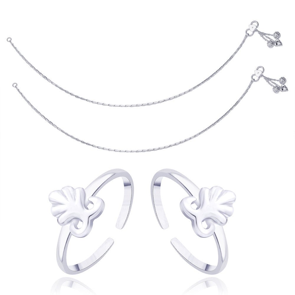 Taraash 925 Sterling Silver Combo of Anklet & Toe Ring COMBO ANTR 03 - Taraash