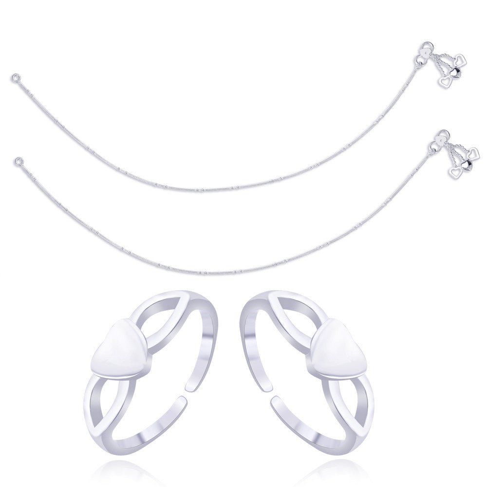 Taraash 925 Sterling Silver Combo of Anklet & Toe Ring COMBO ANTR 04 - Taraash