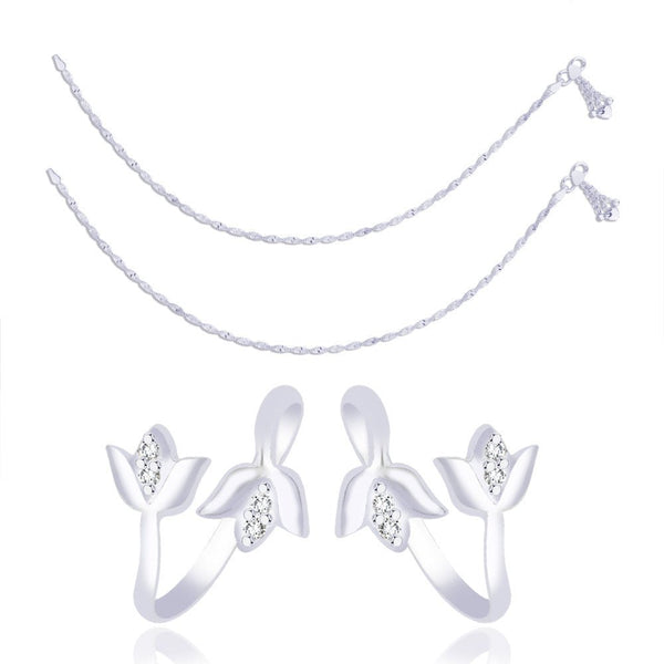 Taraash 925 Sterling Silver Combo of Anklet & Toe Ring COMBO ANTR 05 - Taraash