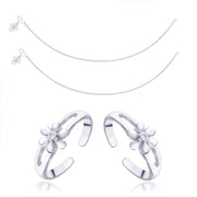 Taraash 925 Sterling Silver Combo of Anklet & Toe Ring COMBO ANTR 06 - Taraash