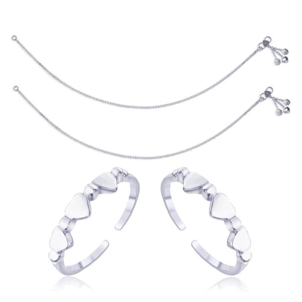 Taraash 925 Sterling Silver Combo of Anklet & Toe Ring COMBO ANTR 07 - Taraash