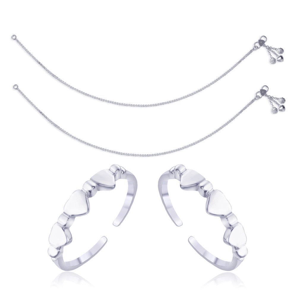 Taraash 925 Sterling Silver Combo of Anklet & Toe Ring COMBO ANTR 07 - Taraash