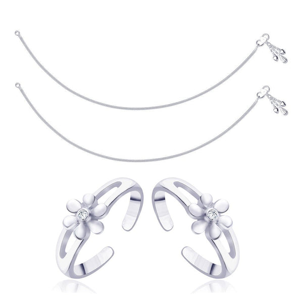 Taraash 925 Sterling Silver Combo of Anklet & Toe Ring COMBO ANTR 08 - Taraash
