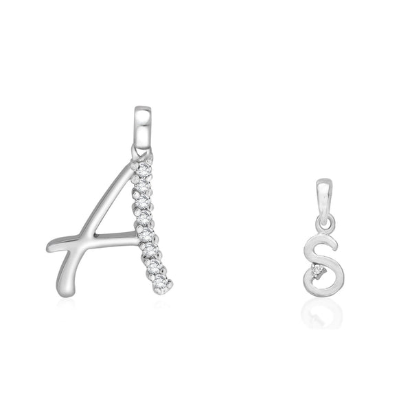 Taraash 925 Sterling Silver Couple Alphabet Pendants "A" and "S" Initial Letter Pendants - Taraash
