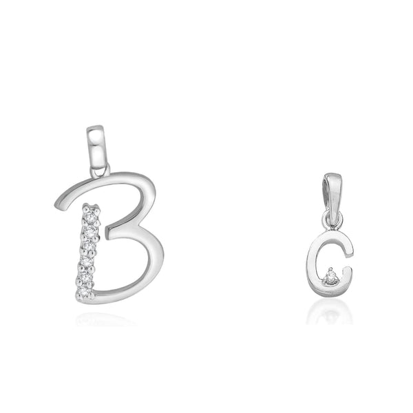 Taraash 925 Sterling Silver Couple Alphabet Pendants "B" and "C" Initial Letter Pendants - Taraash