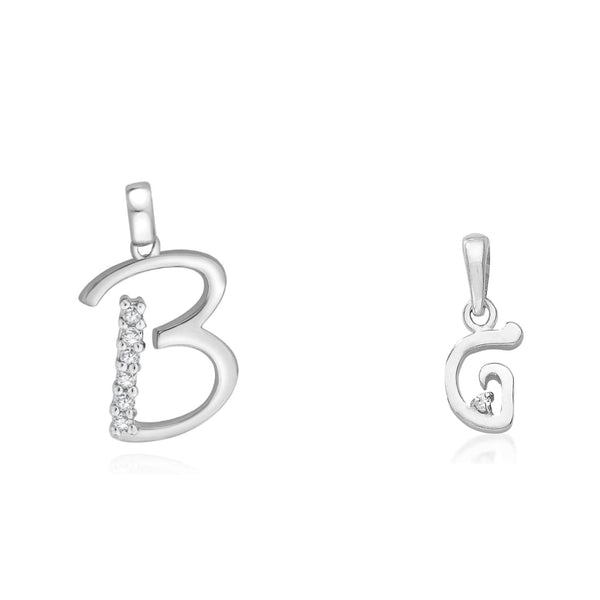 Taraash 925 Sterling Silver Couple Alphabet Pendants "B" and "G" Initial Letter Pendants - Taraash
