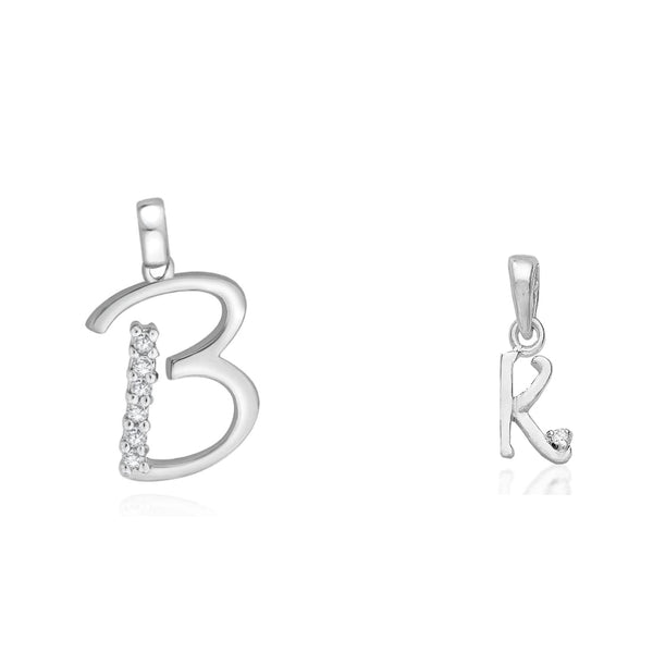 Taraash 925 Sterling Silver Couple Alphabet Pendants "B" and "K" Initial Letter Pendants - Taraash