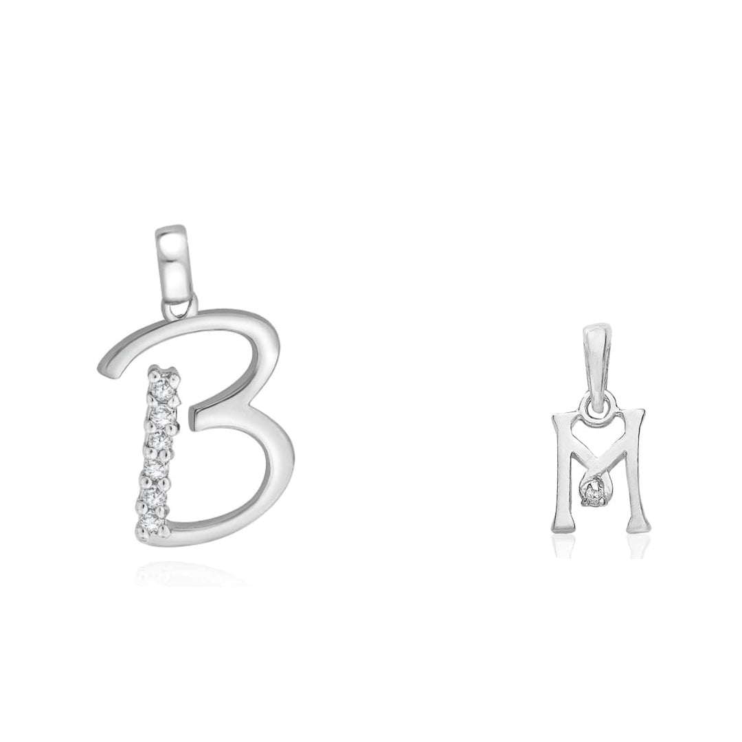 Taraash 925 Sterling Silver Couple Alphabet Pendants "B" and "M" Initial Letter Pendants - Taraash
