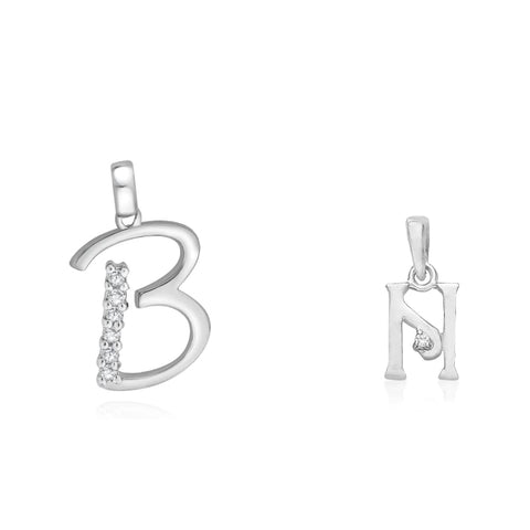 Taraash 925 Sterling Silver Couple Alphabet Pendants "B" and "N" Initial Letter Pendants - Taraash