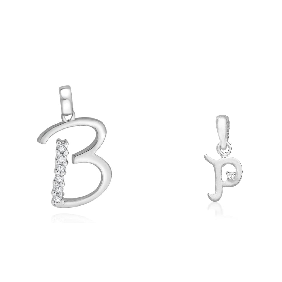 Taraash 925 Sterling Silver Couple Alphabet Pendants "B" and "P" Initial Letter Pendants - Taraash