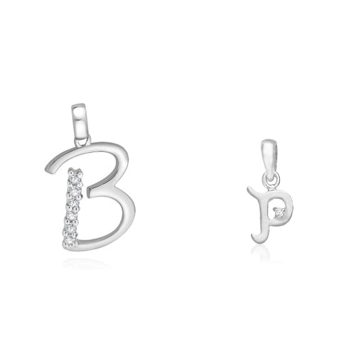 Taraash 925 Sterling Silver Couple Alphabet Pendants "B" and "P" Initial Letter Pendants - Taraash