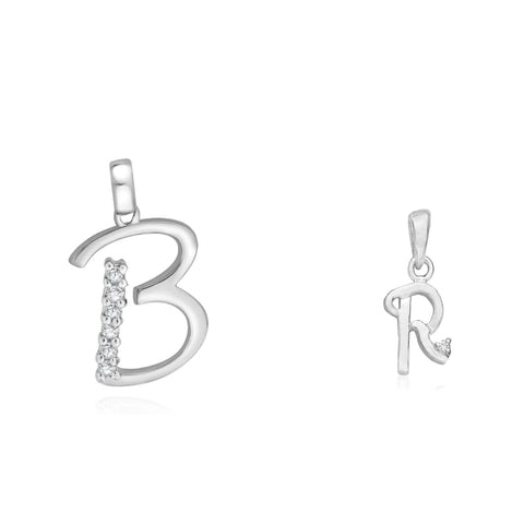 Taraash 925 Sterling Silver Couple Alphabet Pendants "B" and "R" Initial Letter Pendants - Taraash