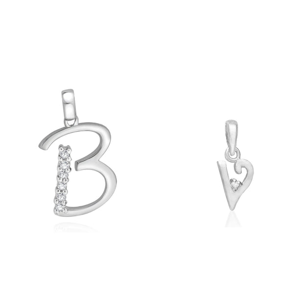 Taraash 925 Sterling Silver Couple Alphabet Pendants "B" and "V" Initial Letter Pendants - Taraash