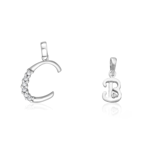 Taraash 925 Sterling Silver Couple Alphabet Pendants "C" and "B" Initial Letter Pendants - Taraash