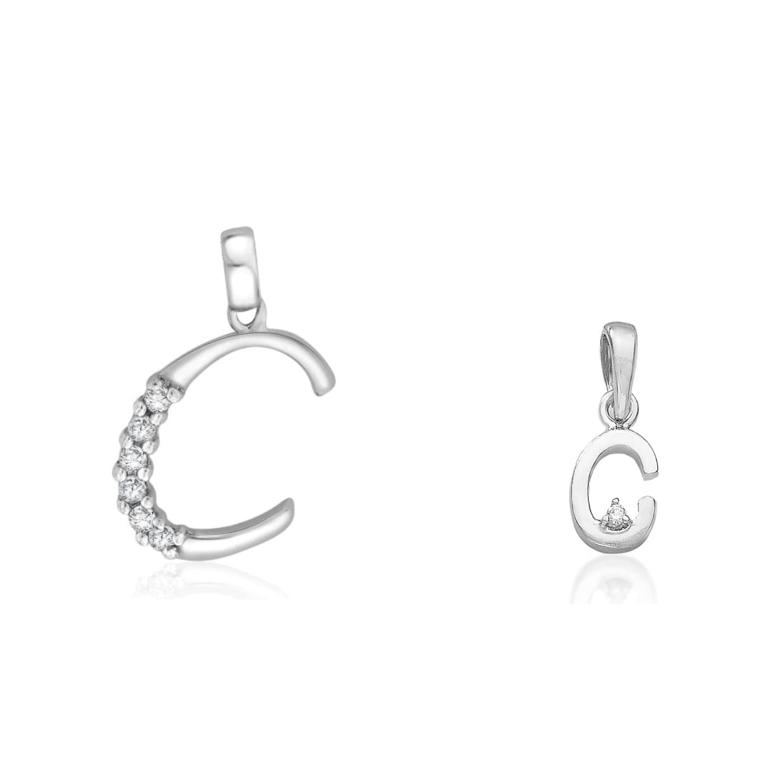 Taraash 925 Sterling Silver Couple Alphabet Pendants "C" and "C" Initial Letter Pendants - Taraash