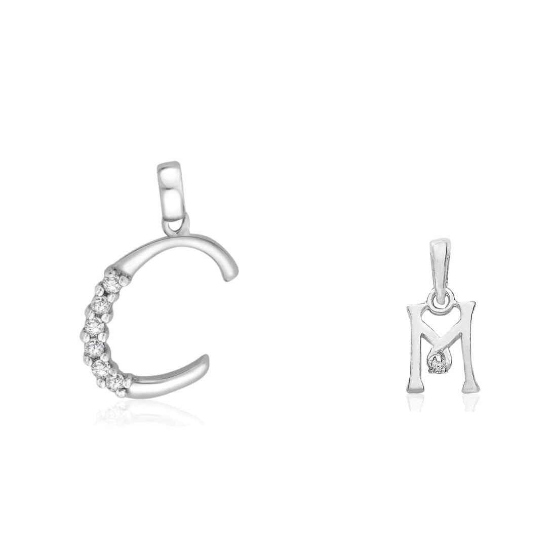 Taraash 925 Sterling Silver Couple Alphabet Pendants "C" and "M" Initial Letter Pendants - Taraash