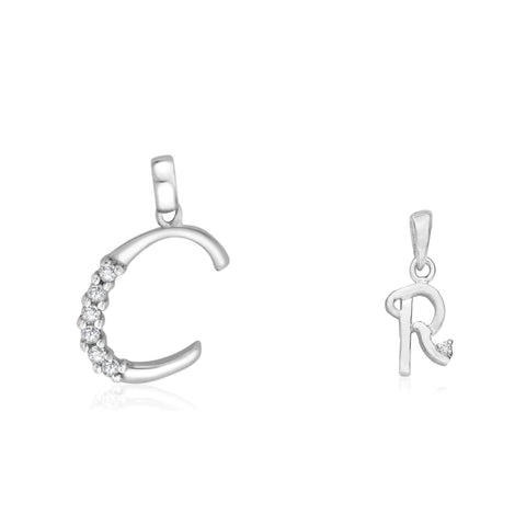 Taraash 925 Sterling Silver Couple Alphabet Pendants "C" and "R" Initial Letter Pendants - Taraash