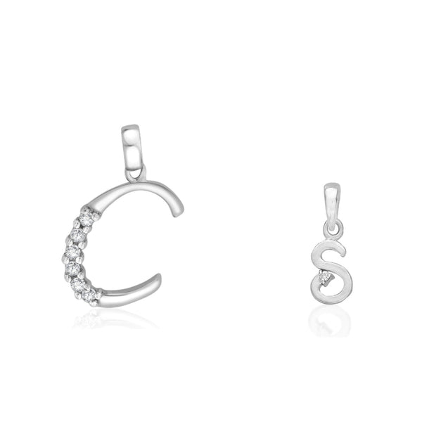 Taraash 925 Sterling Silver Couple Alphabet Pendants "C" and "S" Initial Letter Pendants - Taraash