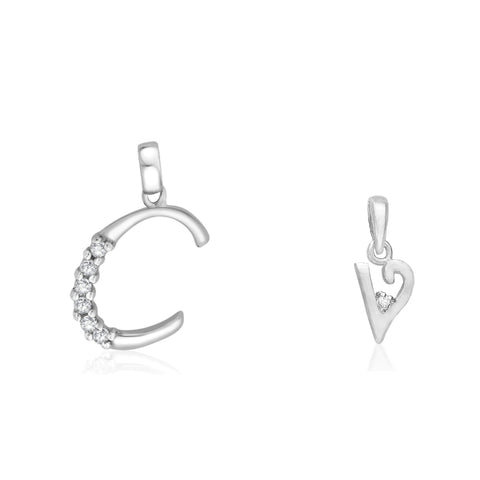 Taraash 925 Sterling Silver Couple Alphabet Pendants "C" and "V" Initial Letter Pendants - Taraash