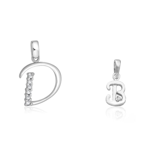 Taraash 925 Sterling Silver Couple Alphabet Pendants "D" and "B" Initial Letter Pendants - Taraash