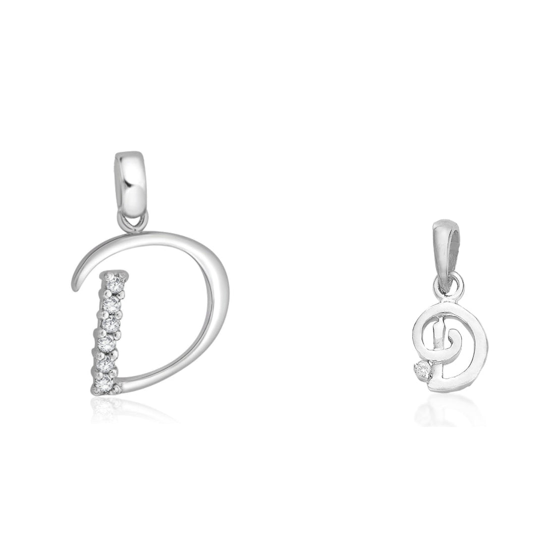 Taraash 925 Sterling Silver Couple Alphabet Pendants "D" and "D" Initial Letter Pendants - Taraash