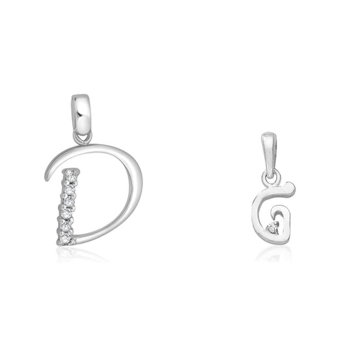 Taraash 925 Sterling Silver Couple Alphabet Pendants "D" and "G" Initial Letter Pendants - Taraash