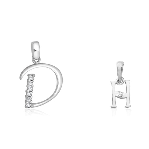 Taraash 925 Sterling Silver Couple Alphabet Pendants "D" and "H" Initial Letter Pendants - Taraash
